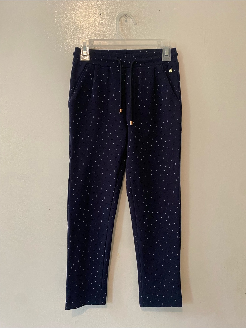 Kids Navy Jogger Sweatpants with Subtle Dot Print